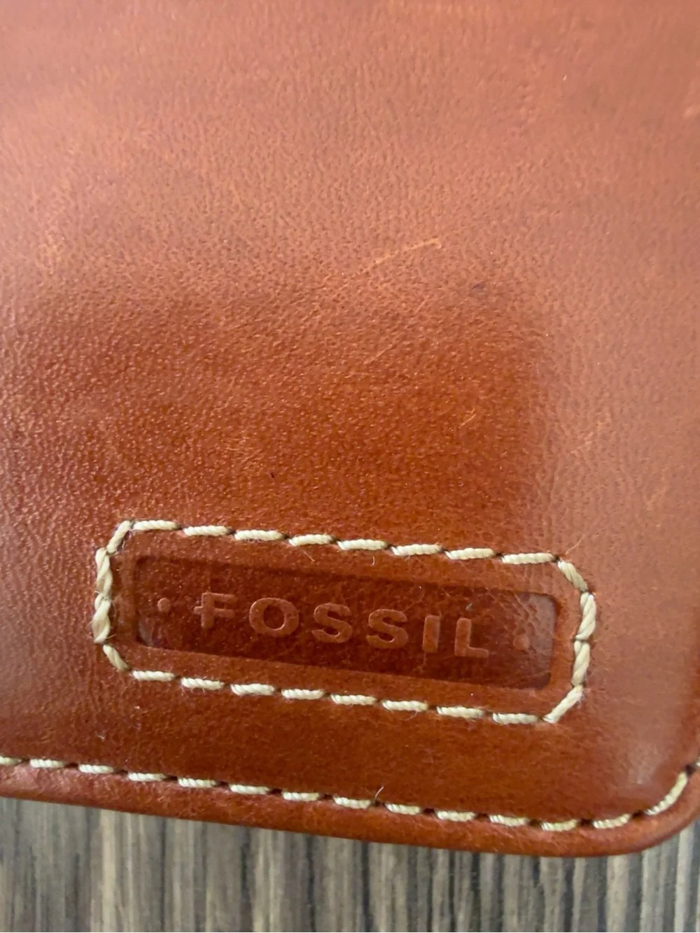 Fossil Genuine Leather Zip Around Passport Travel Organizer Wallet Brown